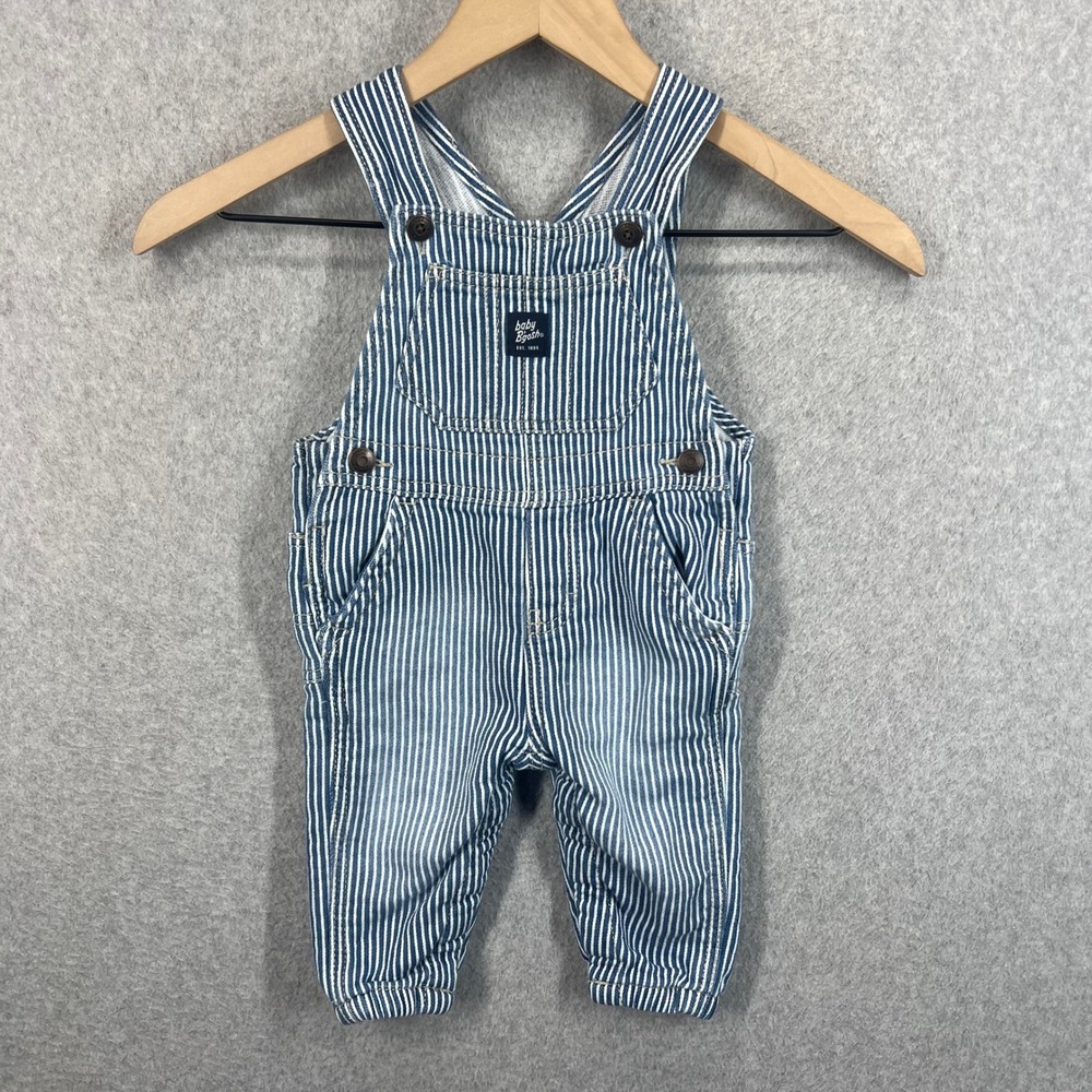 Baby B'gosh Hickory Stripe Overalls‎ Kids 6M Blue White Cotton Blend EUC